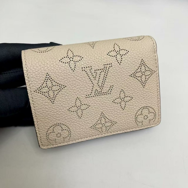 LV路易威登 灰色全皮月光女神短款錢包銀包-6