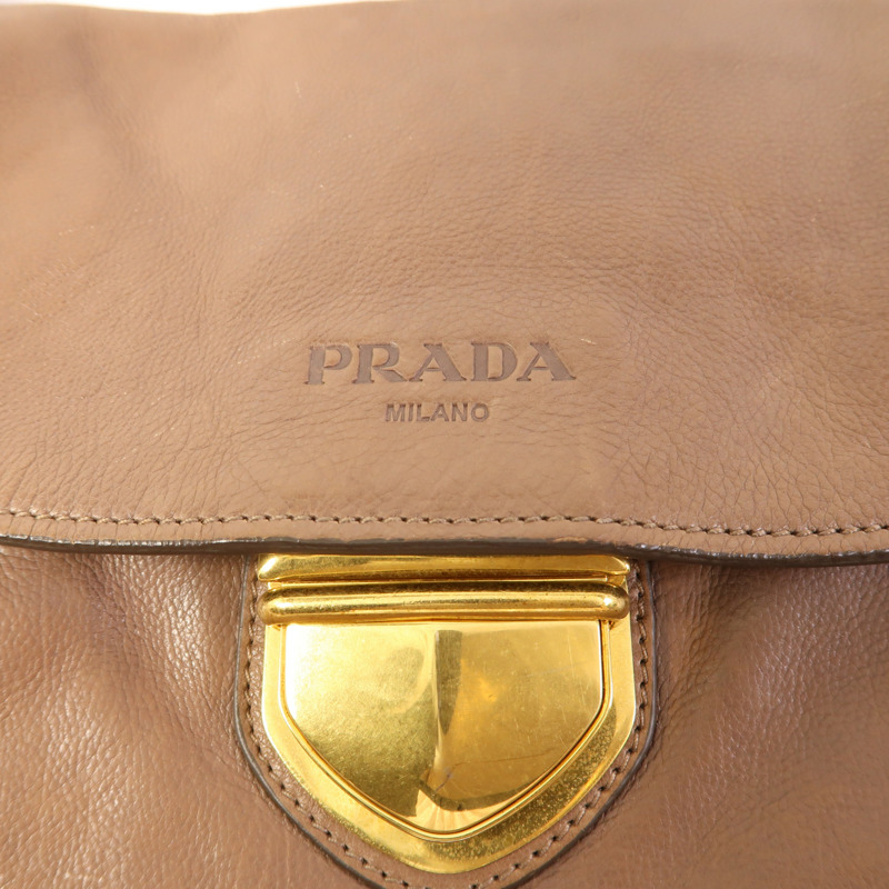 PRADA 牛皮皮革Shoulder Bag金扣肩背袋-10