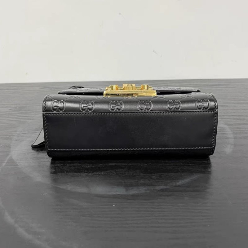 GUCCI 黑金金扣 Padlock老花LOGO壓紋盒子肩背斜背包20*13*7.5 98新配件塵袋-4