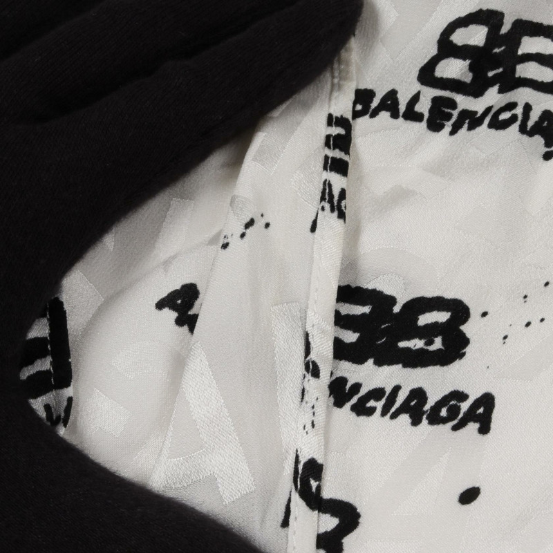 BALENCIAGA BB 標誌洋裝 725717 絲綢 白色黑色 二手 女款 2 碼-5