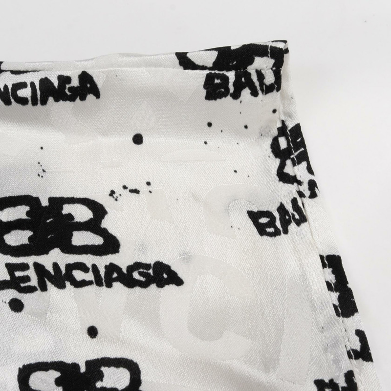 BALENCIAGA BB 標誌洋裝 725717 絲綢 白色黑色 二手 女款 2 碼-6
