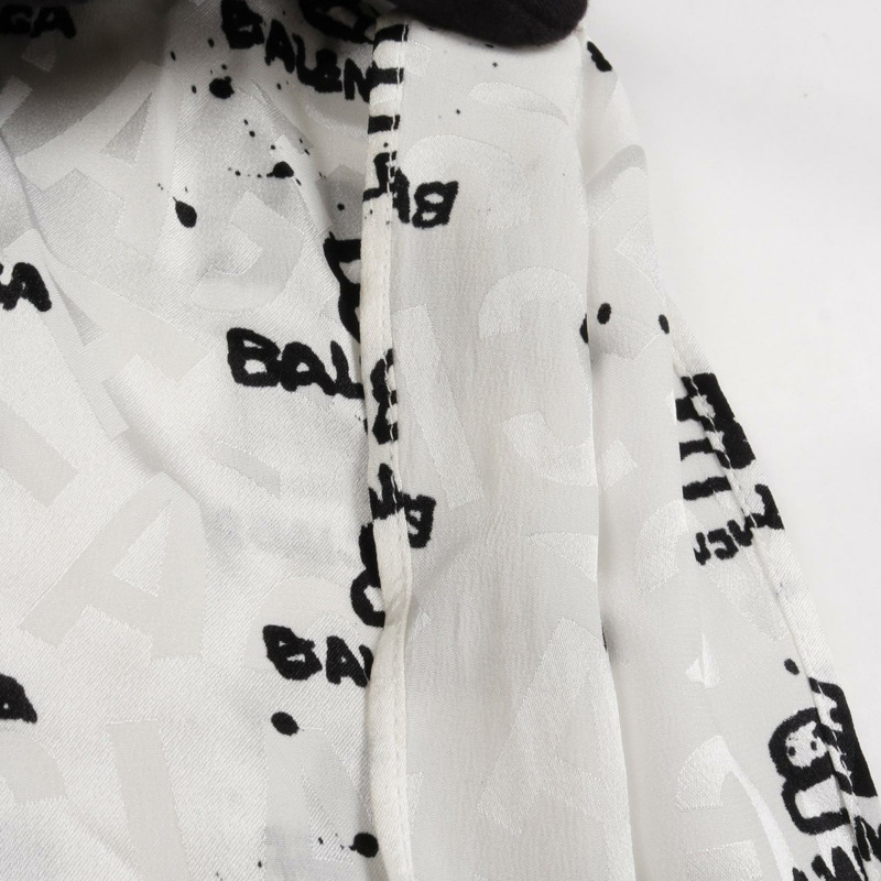 BALENCIAGA BB 標誌洋裝 725717 絲綢 白色黑色 二手 女款 2 碼-7