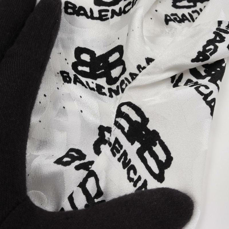 BALENCIAGA BB 標誌洋裝 725717 絲綢 白色黑色 二手 女款 2 碼-11