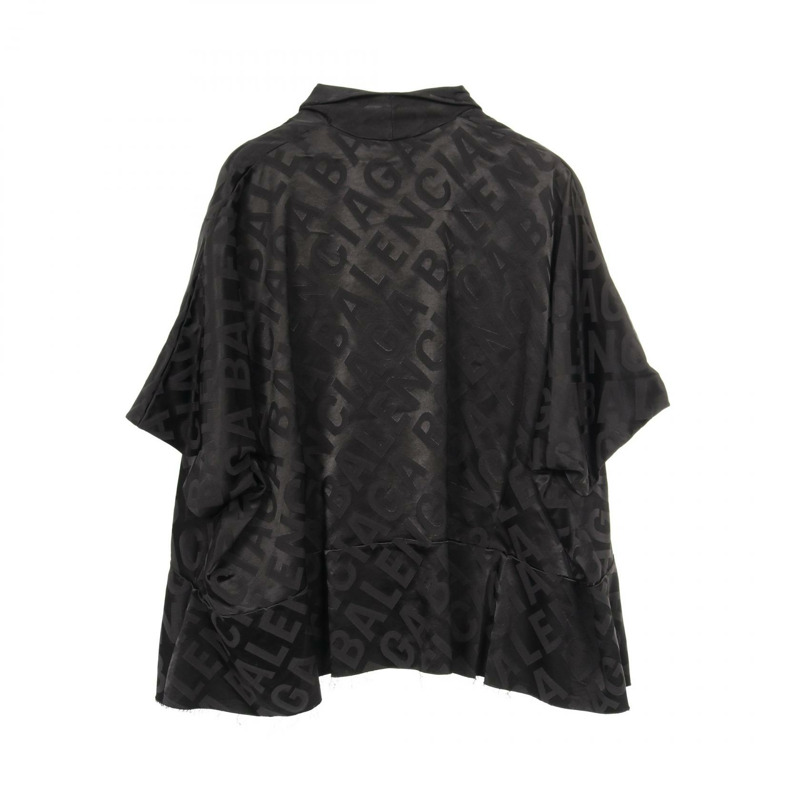 BALENCIAGA 全身剪裁襯衫 675417 人造絲聚酯纖維 黑色 二手 女款 #34-1