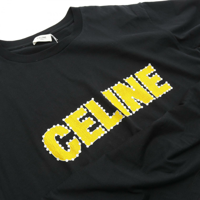 CELINE 裂紋標誌石 T 卹 2X15M671Q.38YG 棉黑色 S 碼二手男款-6