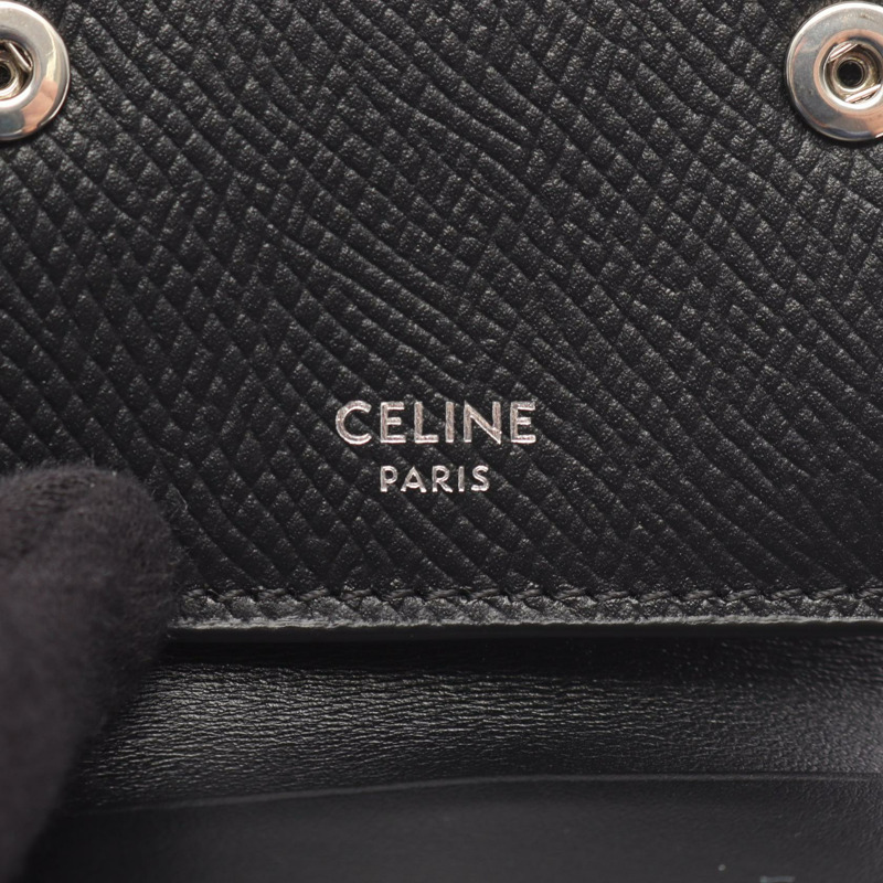 CELINE 女士三折皮夾 10E603BEL 黑色真皮二手-3