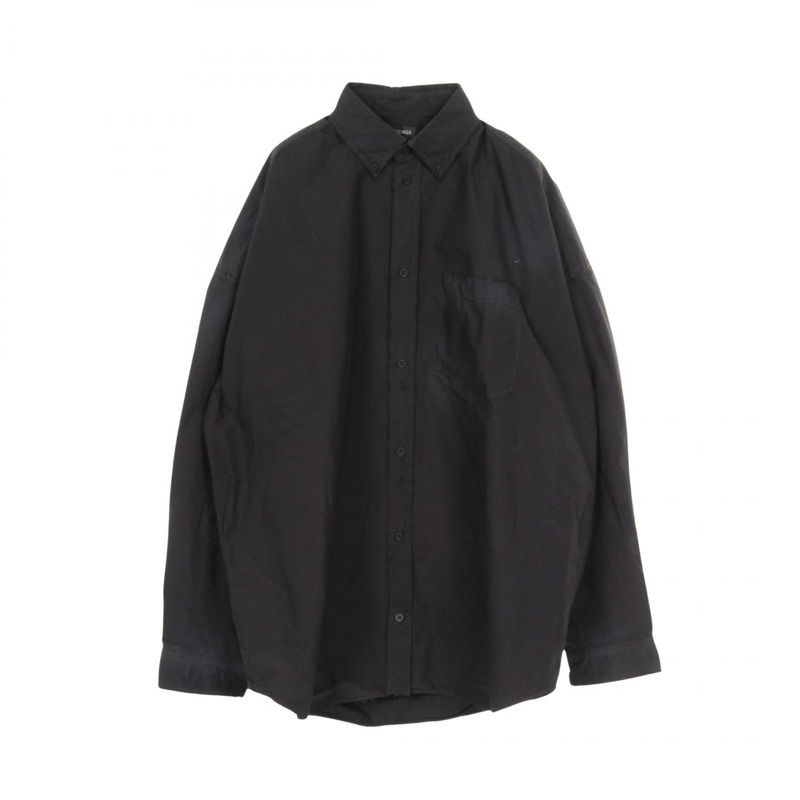 BALENCIAGA 長袖襯衫 795142 棉質尼龍黑色二手男款 S 碼-0