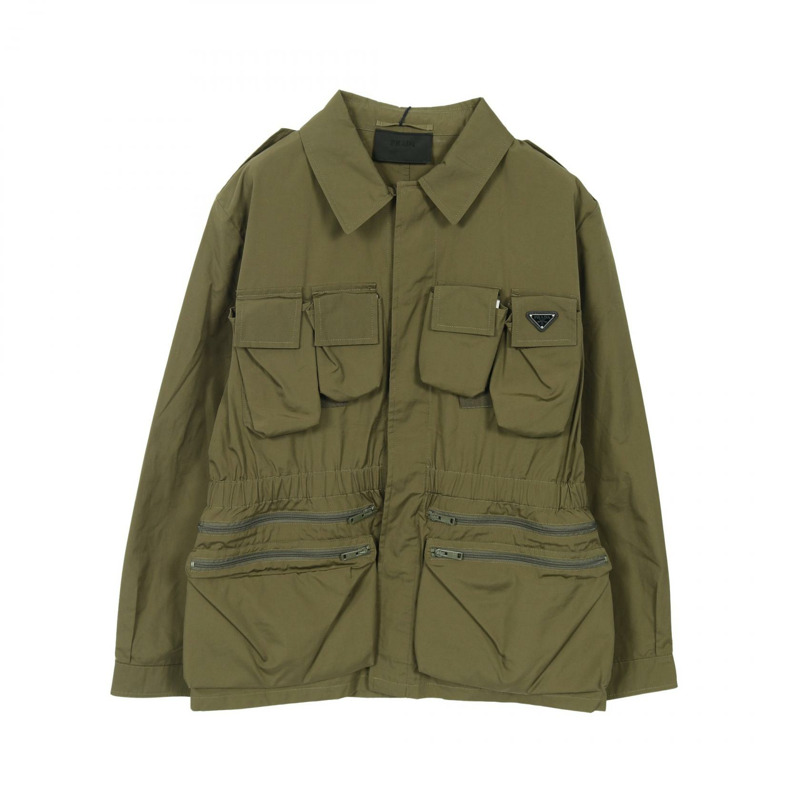 PRADA 三角板狩獵外套 Blouson SGC553 棉卡其色 #50 二手男款-0
