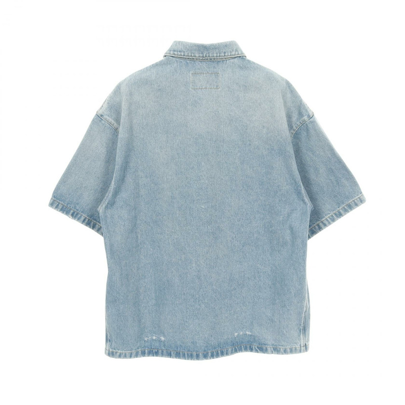PRADA 三角板短袖襯衫 GEC067 牛仔藍 S 碼 二手男式-1