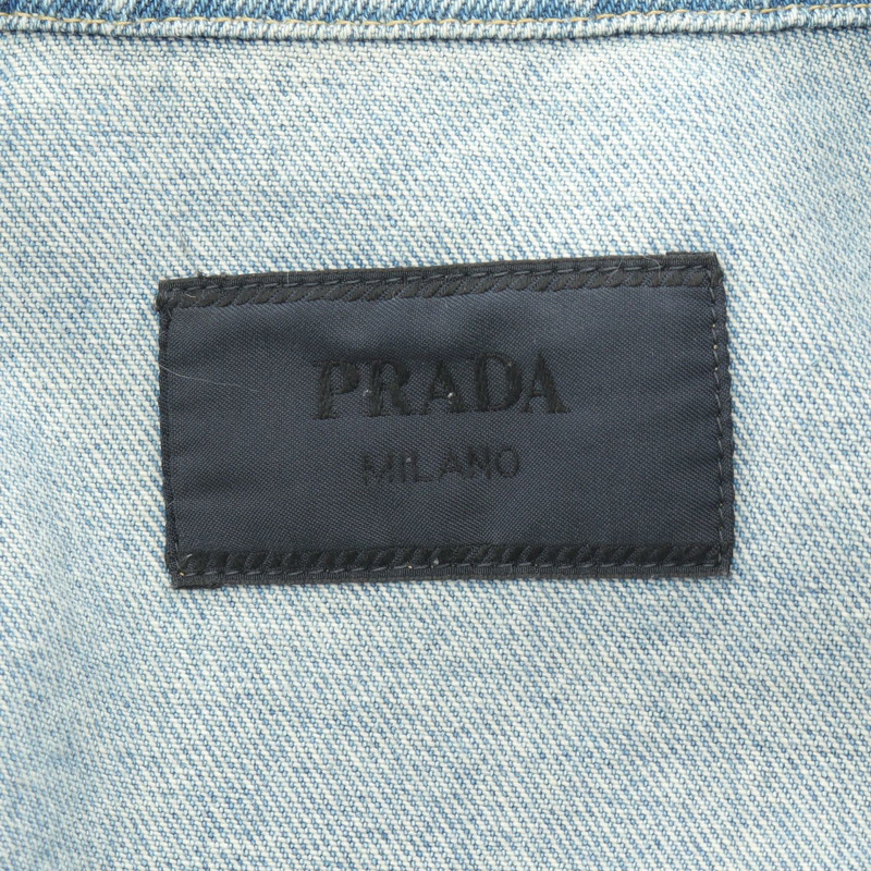PRADA 三角板短袖襯衫 GEC067 牛仔藍 S 碼 二手男式-2
