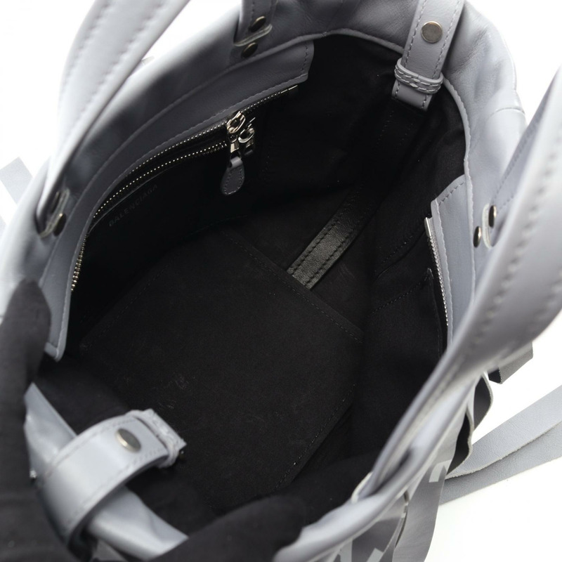 BALENCIAGA 洗衣袋 XS 單肩手提包 517842 皮革 灰色 二手 女士 logo-2