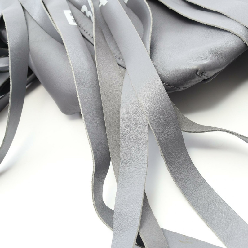 BALENCIAGA 洗衣袋 XS 單肩手提包 517842 皮革 灰色 二手 女士 logo-7