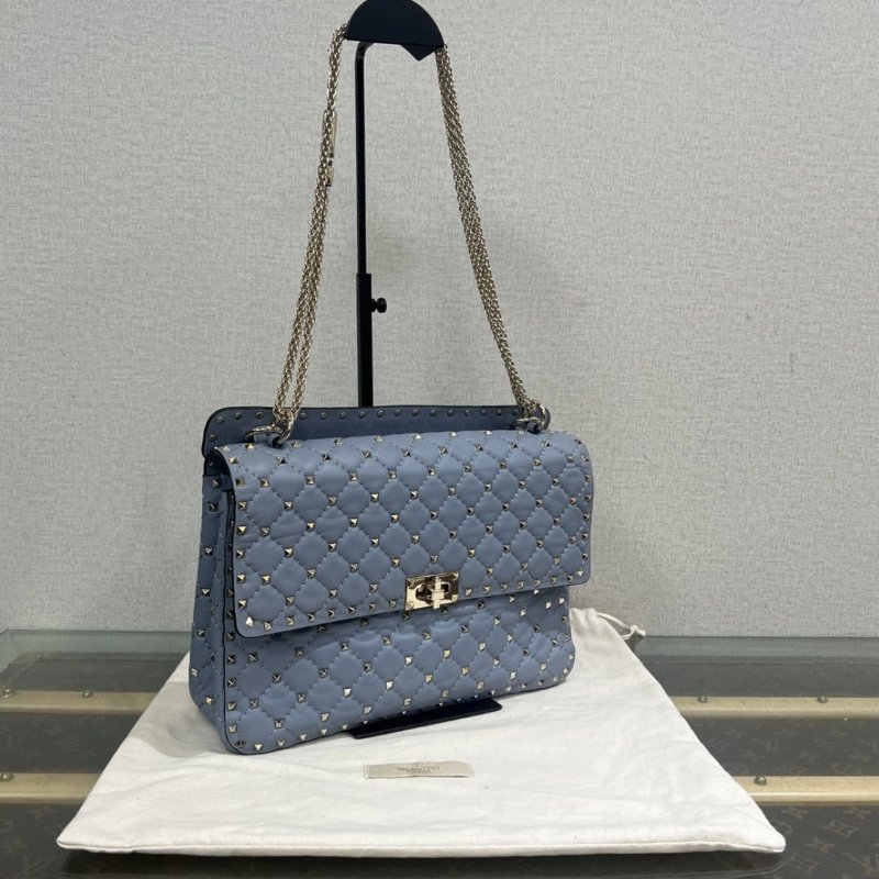 VALENTINO Spike Up藍色卯釘手提包 30*23*9 98新配件塵袋-1
