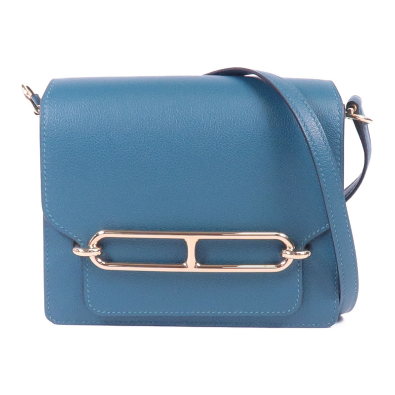 HERMES Evercolor皮革Roulis Mini金扣肩背袋Vert Bosphore-0