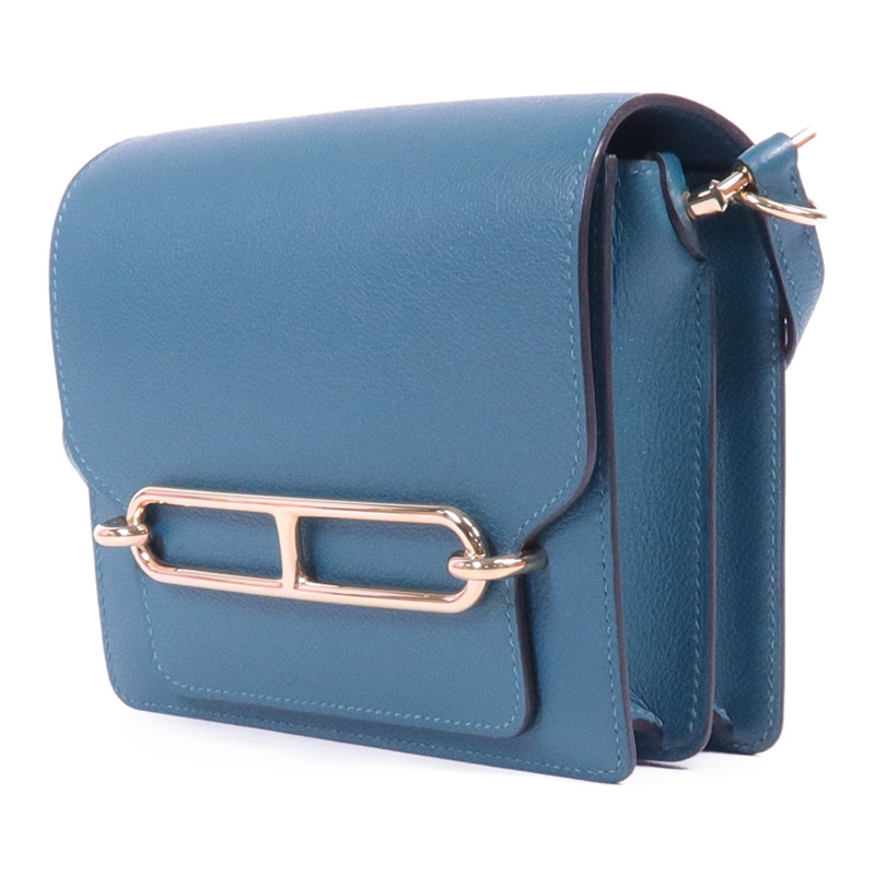 HERMES Evercolor皮革Roulis Mini金扣肩背袋Vert Bosphore-3