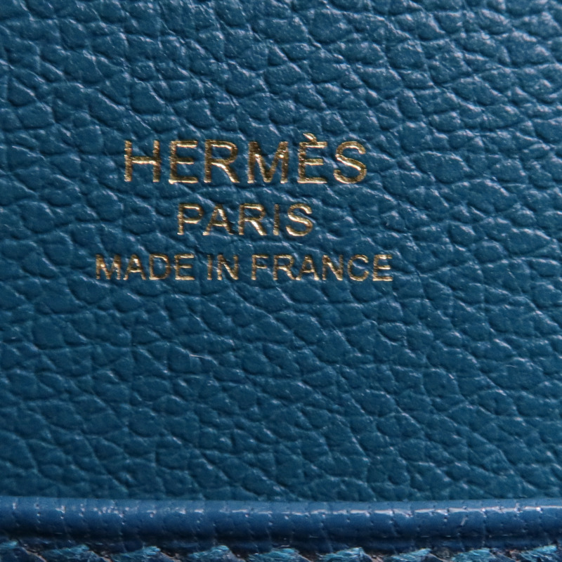 HERMES Evercolor皮革Roulis Mini金扣肩背袋Vert Bosphore-6