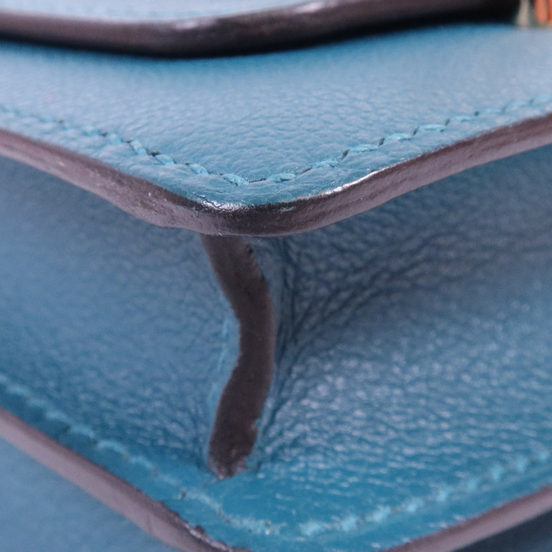 HERMES Evercolor皮革Roulis Mini金扣肩背袋Vert Bosphore-10