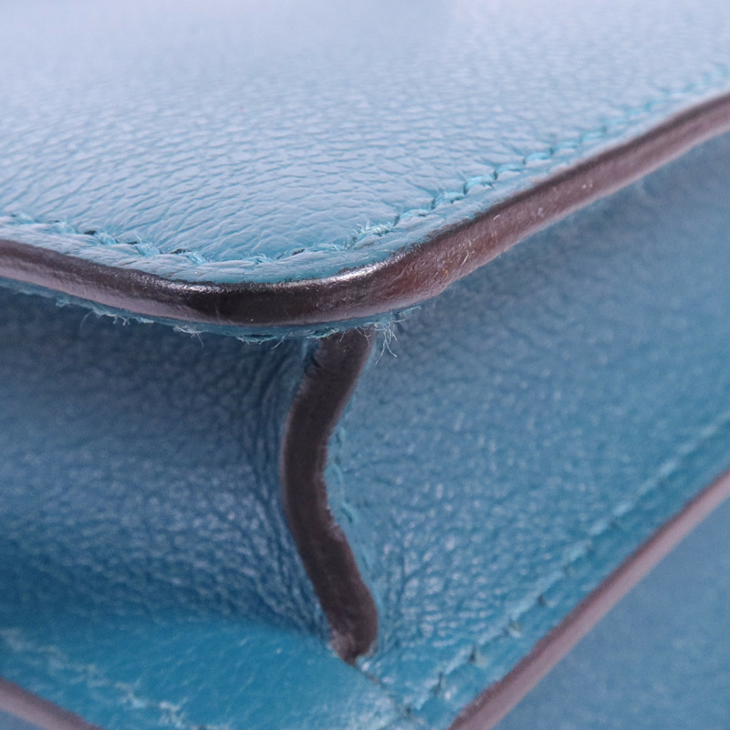 HERMES Evercolor皮革Roulis Mini金扣肩背袋Vert Bosphore-11