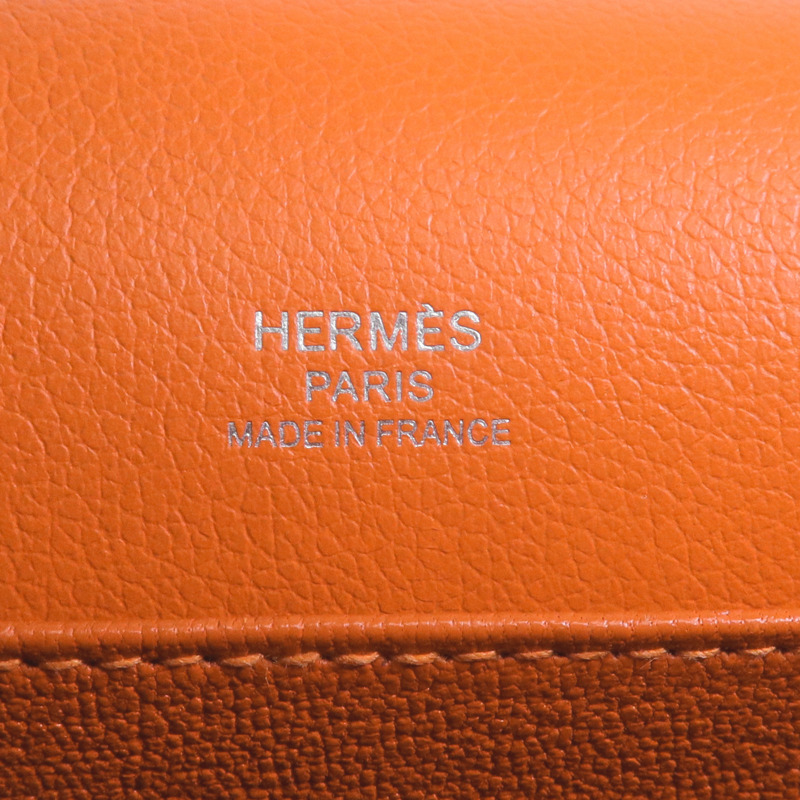 HERMES EverColour皮革Roulis Mini銀扣肩背袋Feu-5