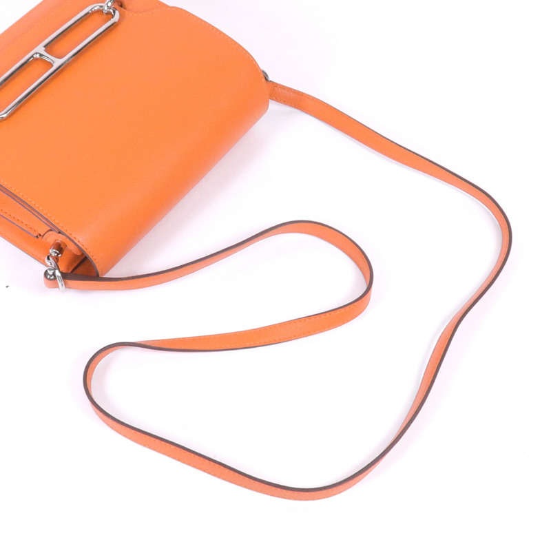 HERMES EverColour皮革Roulis Mini銀扣肩背袋Feu-8