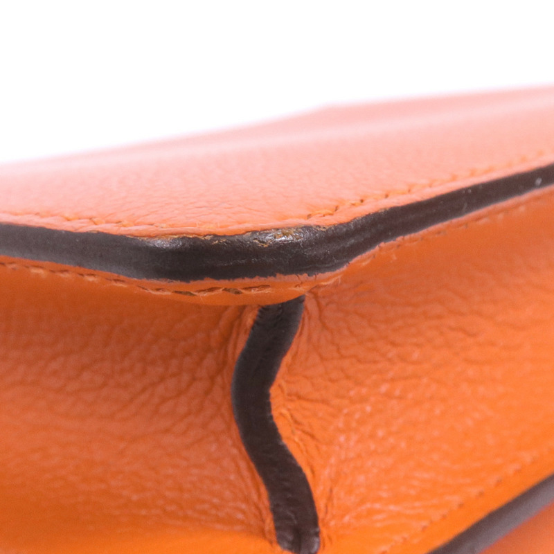 HERMES EverColour皮革Roulis Mini銀扣肩背袋Feu-11