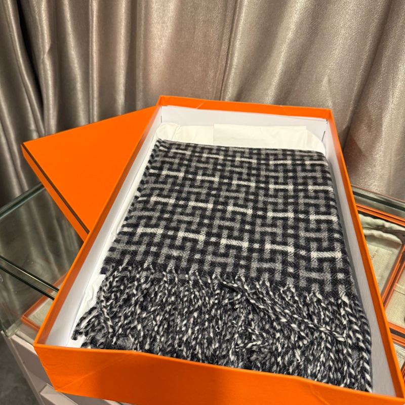 Hermes H馬賽克羊絨圍巾-0