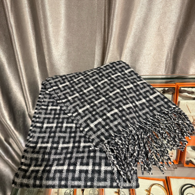 Hermes H馬賽克羊絨圍巾-1