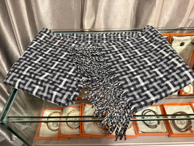 Hermes H馬賽克羊絨圍巾-2