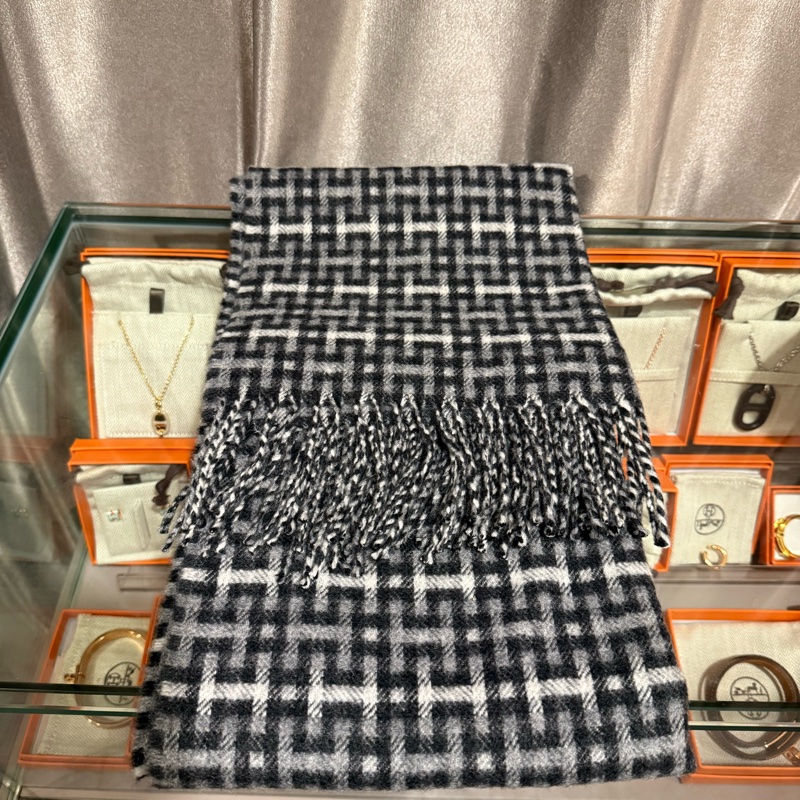 Hermes H馬賽克羊絨圍巾-3