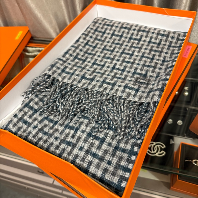 Hermes H馬賽克羊絨圍巾-0