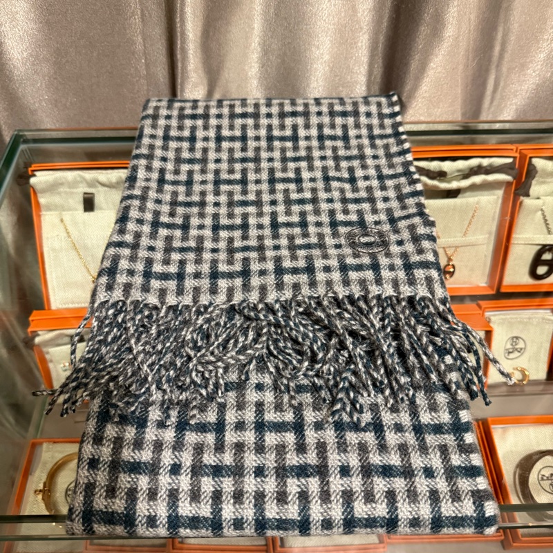 Hermes H馬賽克羊絨圍巾-3
