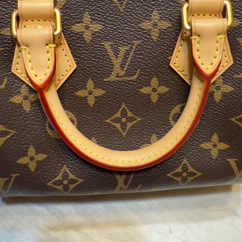 Louis Vuitton Speedy 20 奶茶肩帶 老花全配-2