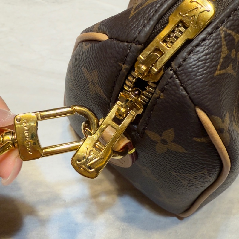 Louis Vuitton Speedy 20 奶茶肩帶 老花全配-18