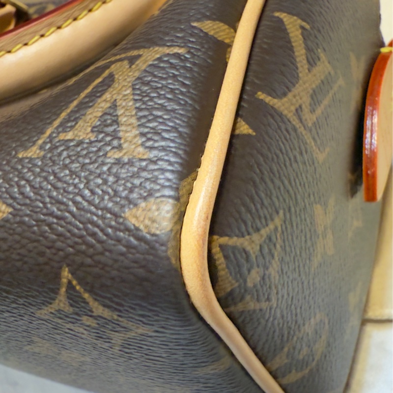 Louis Vuitton Speedy 20 奶茶肩帶 老花全配-12