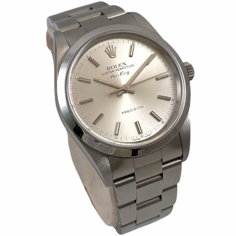ROLEX Air-King 14000 不銹鋼男士手錶,銀色,Z 序號-2