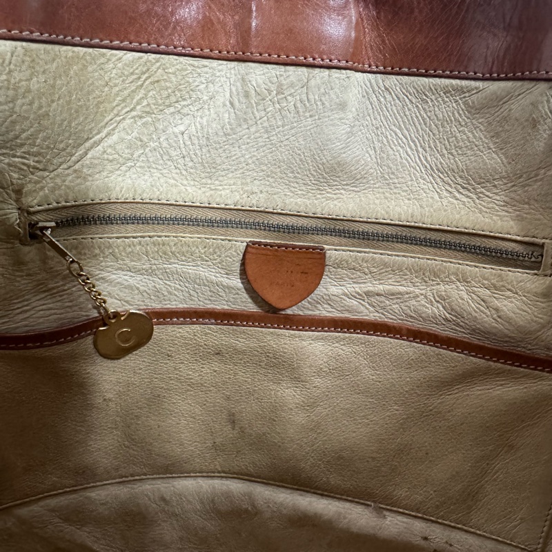 罕有中古Celine 金圓環水桶包 單肩包 棕色老花 男女適用-13