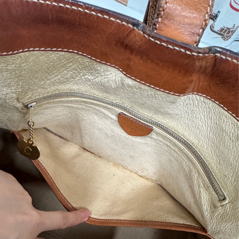 罕有中古Celine 金圓環水桶包 單肩包 棕色老花 男女適用-16