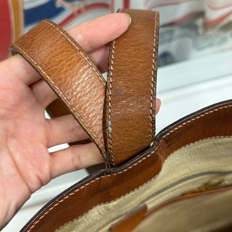 罕有中古Celine 金圓環水桶包 單肩包 棕色老花 男女適用-23