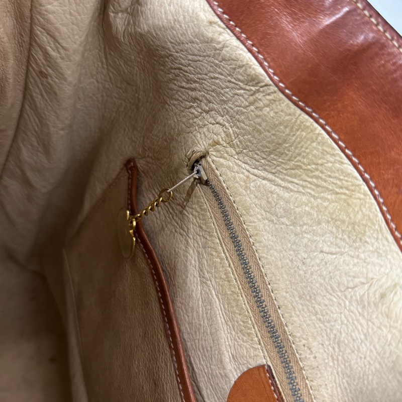 罕有中古Celine 金圓環水桶包 單肩包 棕色老花 男女適用-24