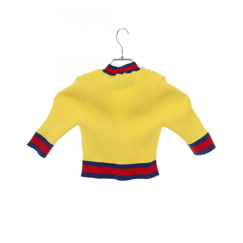 GUCCI 彈性黏膠條紋針織衫 756271 聚酯纖維 黃色 多色 #XS 二手女裝-1