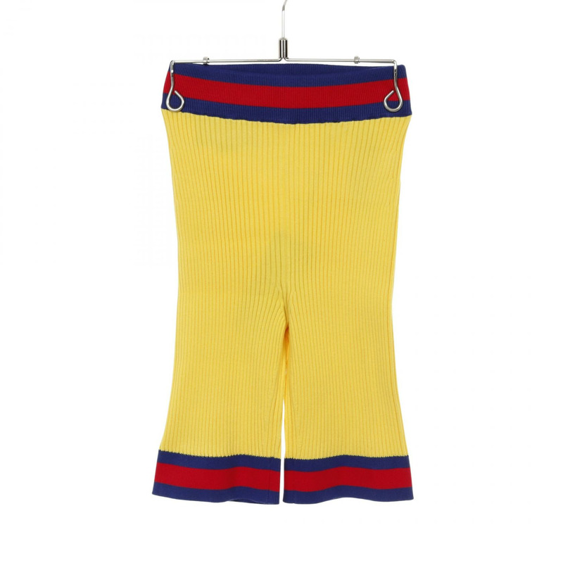 GUCCI 織帶條紋短褲 739825 人造絲聚酯纖維 黃色 多色 #XS 二手女款-0
