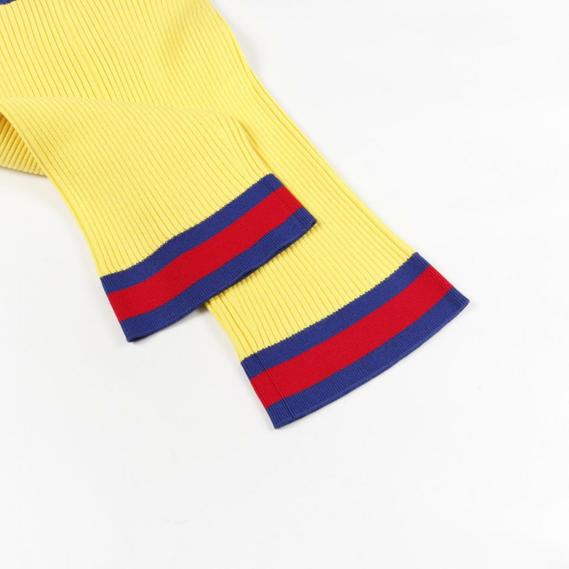 GUCCI 織帶條紋短褲 739825 人造絲聚酯纖維 黃色 多色 #XS 二手女款-4