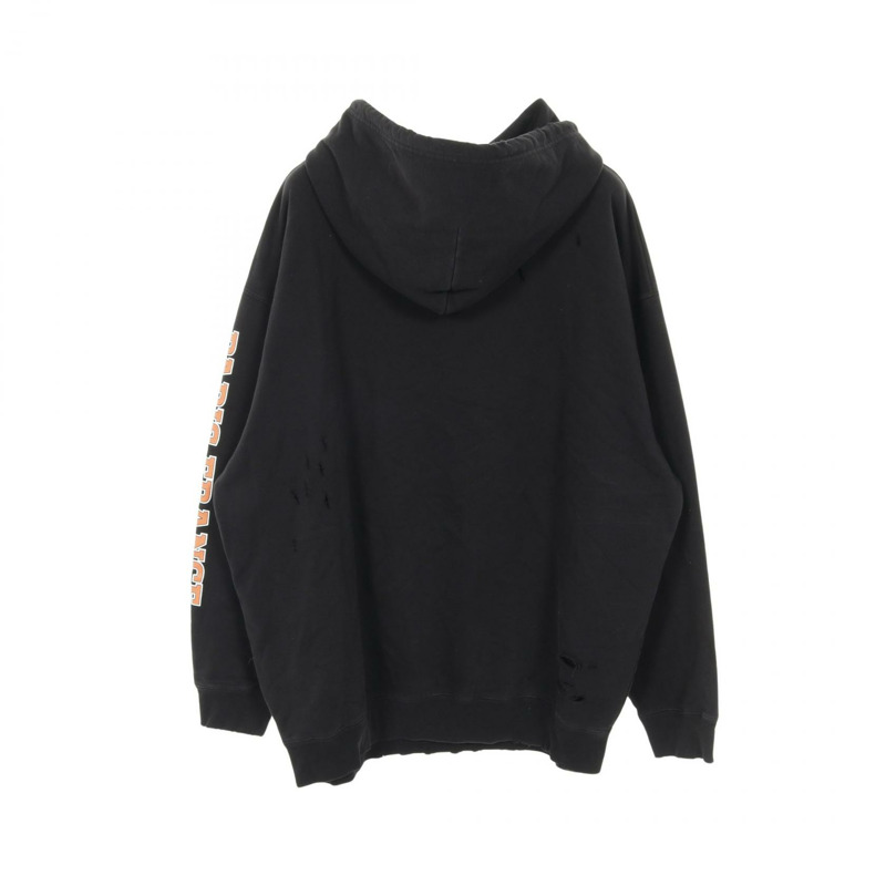 BALENCIAGA BB logo 連帽衫 570811 純棉 黑色 二手 男女通用 L 碼 Logo-1