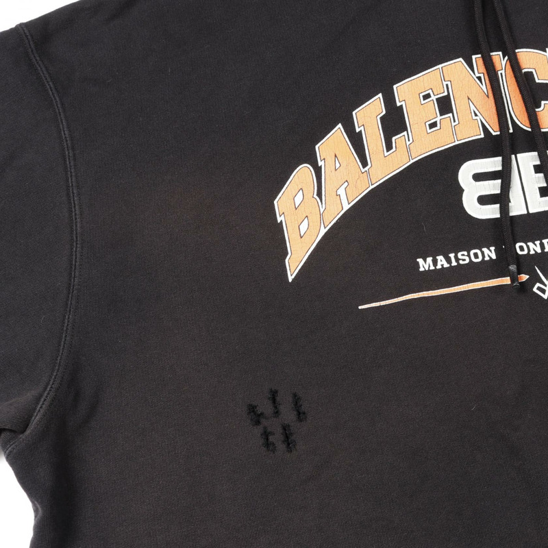 BALENCIAGA BB logo 連帽衫 570811 純棉 黑色 二手 男女通用 L 碼 Logo-7