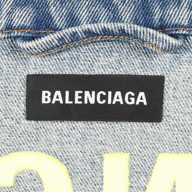 BALENCIAGA 後背標誌刺繡牛仔夾克 557351 棉藍色二手男款 #46-2