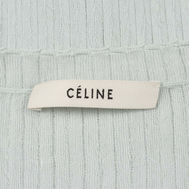 CELINE 薄紗針織套頭衫 2 3D02 7700 棉 藍色 M 碼 二手 女款-2