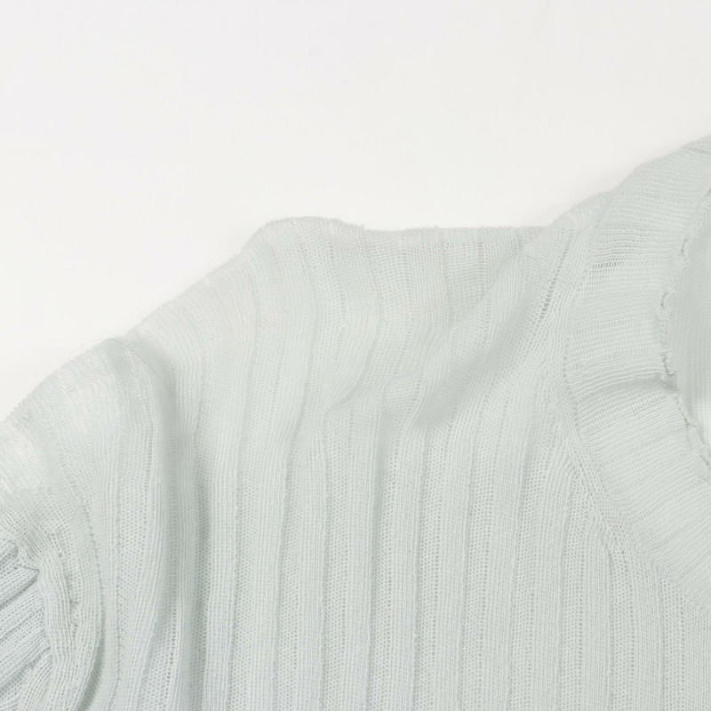 CELINE 薄紗針織套頭衫 2 3D02 7700 棉 藍色 M 碼 二手 女款-8