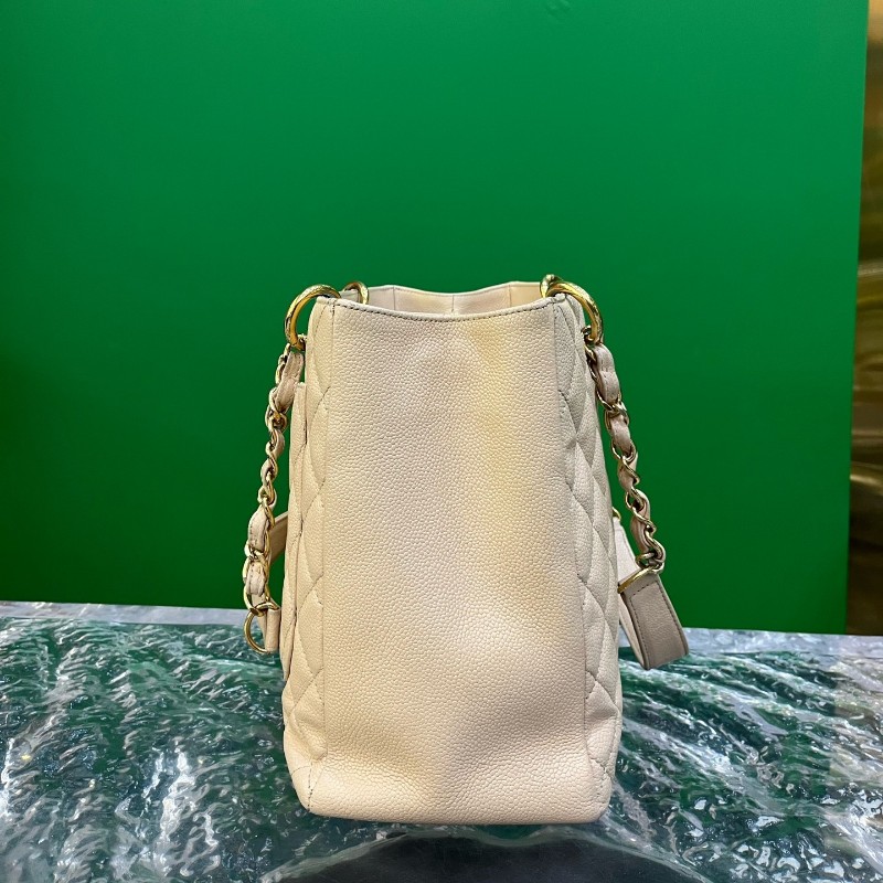 Chanel香奈兒 GST購物袋 米色奶茶色裸色 肩背包 托特包 16開-2