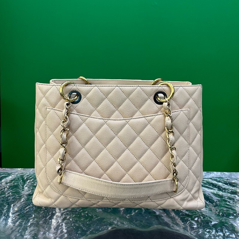 Chanel香奈兒 GST購物袋 米色奶茶色裸色 肩背包 托特包 16開-3