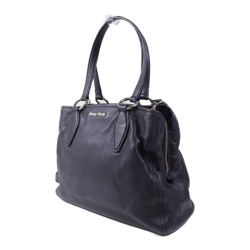 Miu Miu 牛皮皮革2 Way Shoulder銀扣手挽肩背兩用袋-2